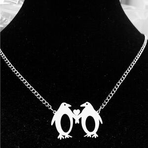 Cute Penguins love couple chain necklace